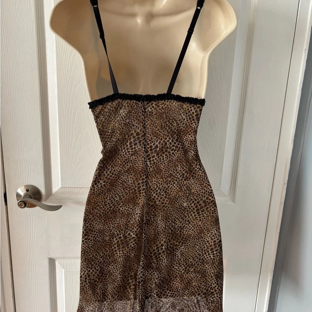 La Perla Animal Print Mesh Chemise with Black Lace - Picture 3 of 8